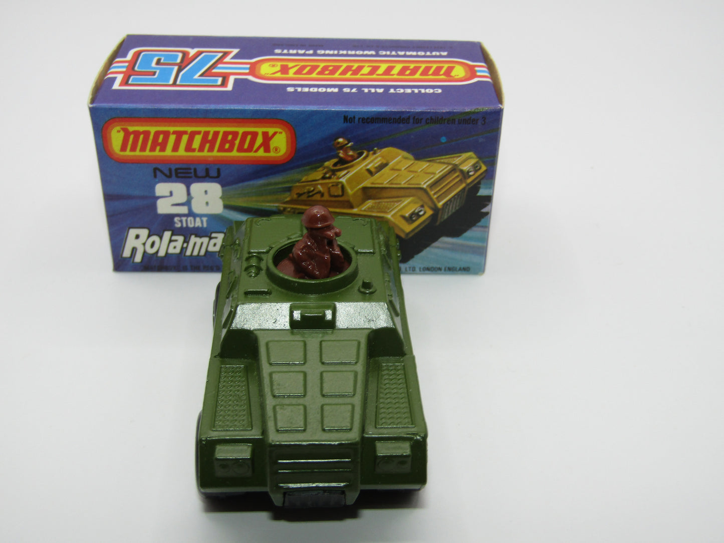 Matchbox Superfast No 28B Stoat, Olive Green, CHROME HUBS