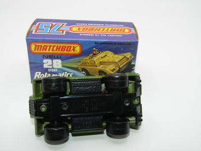 Matchbox Superfast No 28B Stoat, Olive Green, CHROME HUBS