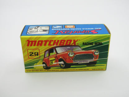 Matchbox Superfast No 29B Racing Mini Light Orange IVORY Interior