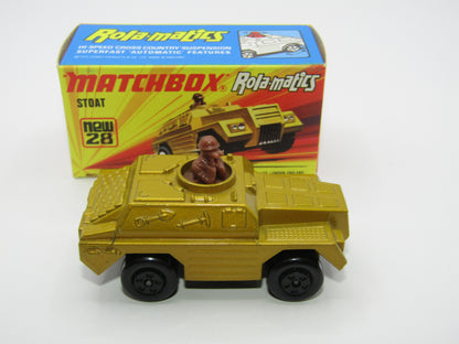 Matchbox Superfast No 28B Stoat, Gold BLACK HUBS, Black Base