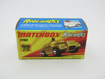 Matchbox Superfast No 28B Stoat, Gold BLACK HUBS, Black Base