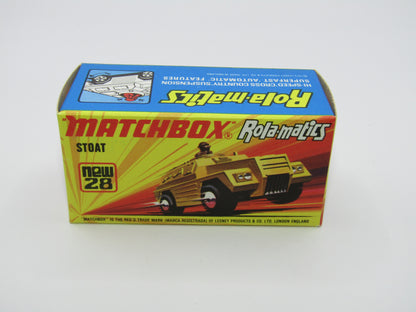 Matchbox Superfast No 28B Stoat, Gold BLACK HUBS, Black Base