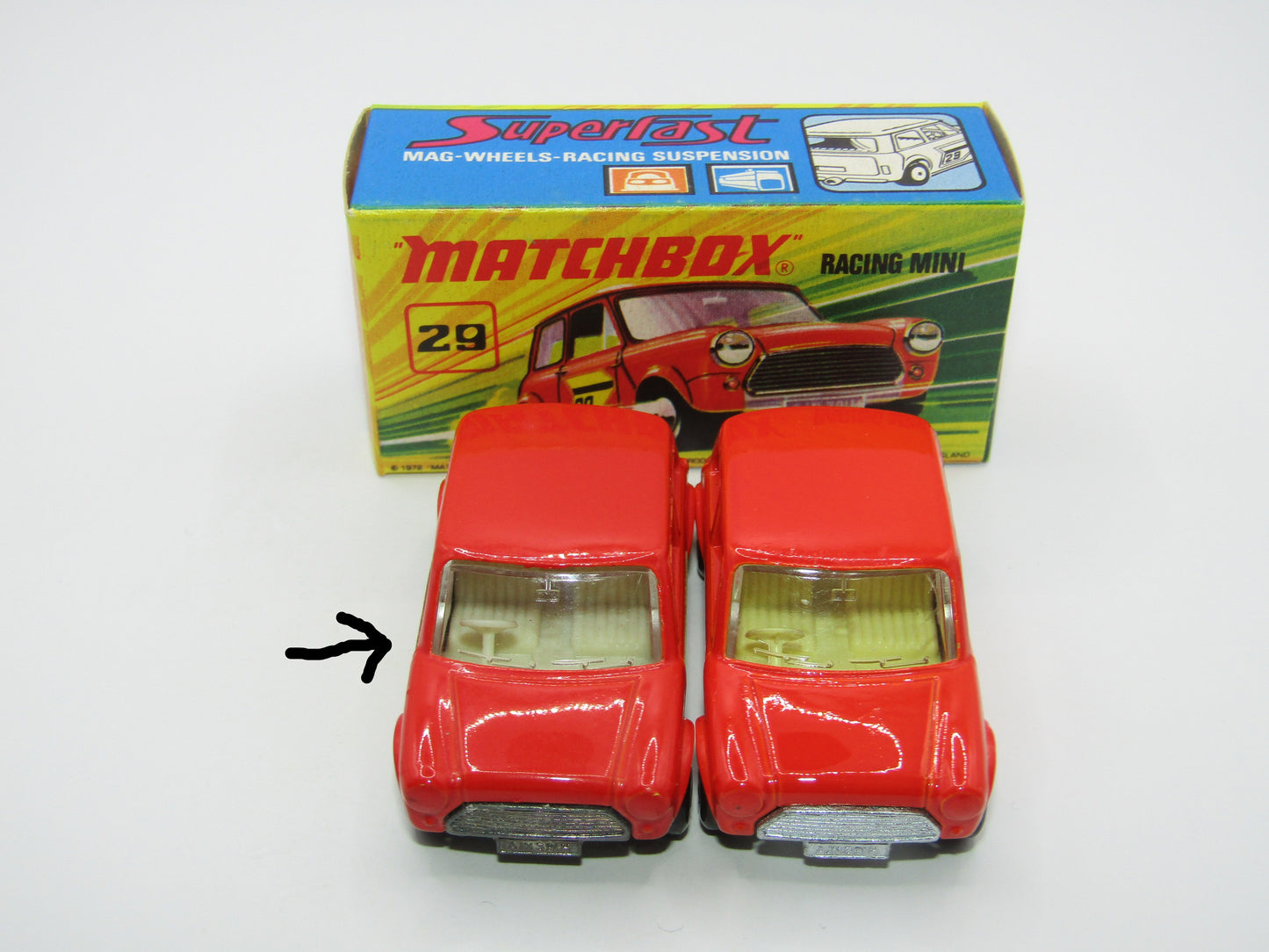 Matchbox Superfast No 29B Racing Mini Orange-Red IVORY Interior