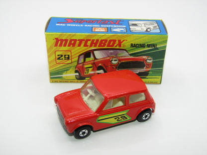 Matchbox Superfast No 29B Racing Mini Orange-Red IVORY Interior