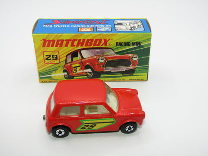 Matchbox Superfast No 29B Racing Mini Orange-Red IVORY Interior