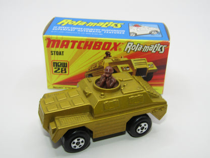 Matchbox Superfast No 28B Stoat, Gold, UNPAINTED BASE, Chrome Hubs