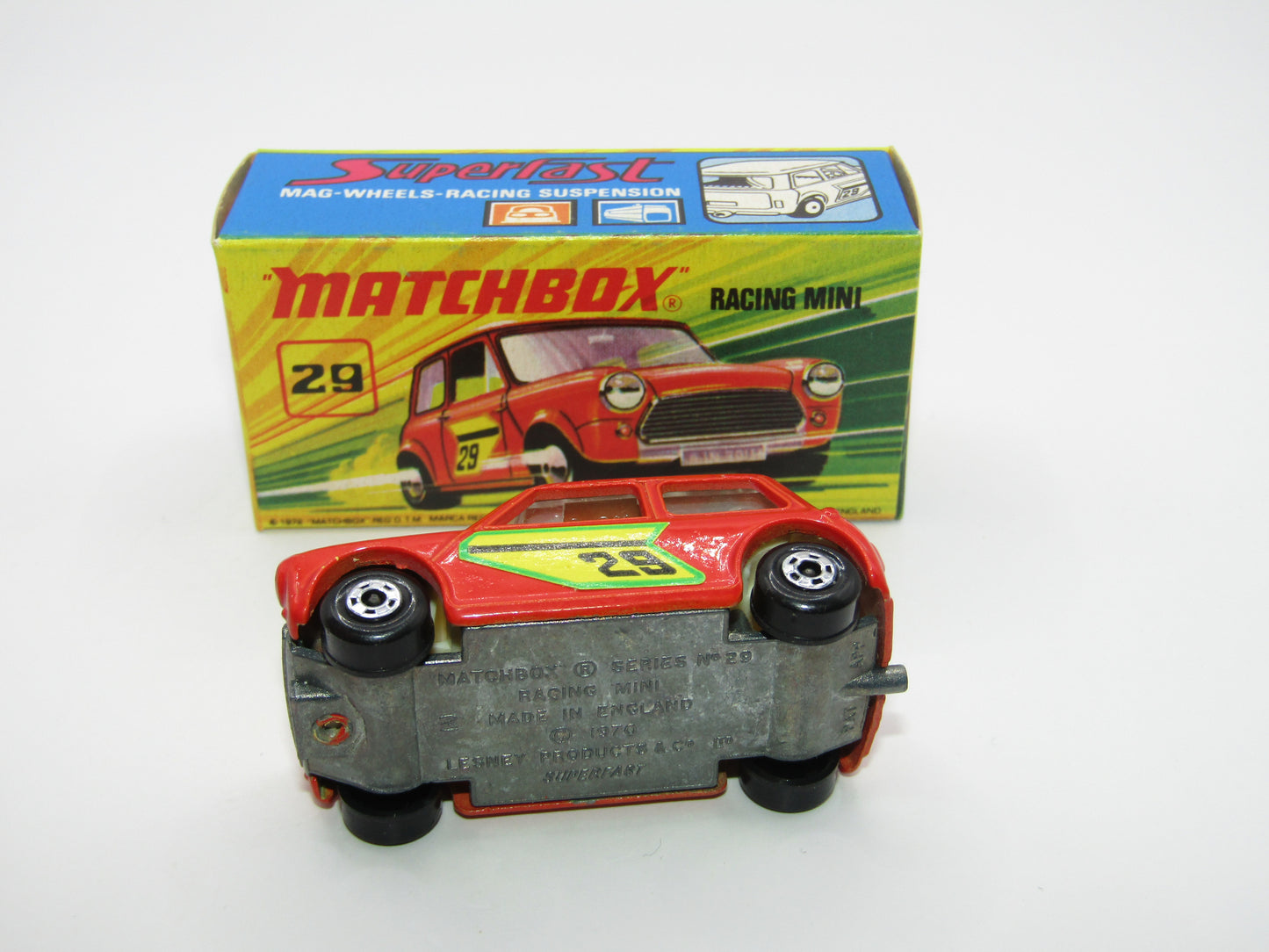 Matchbox Superfast No 29B Racing Mini Orange-Red IVORY Interior