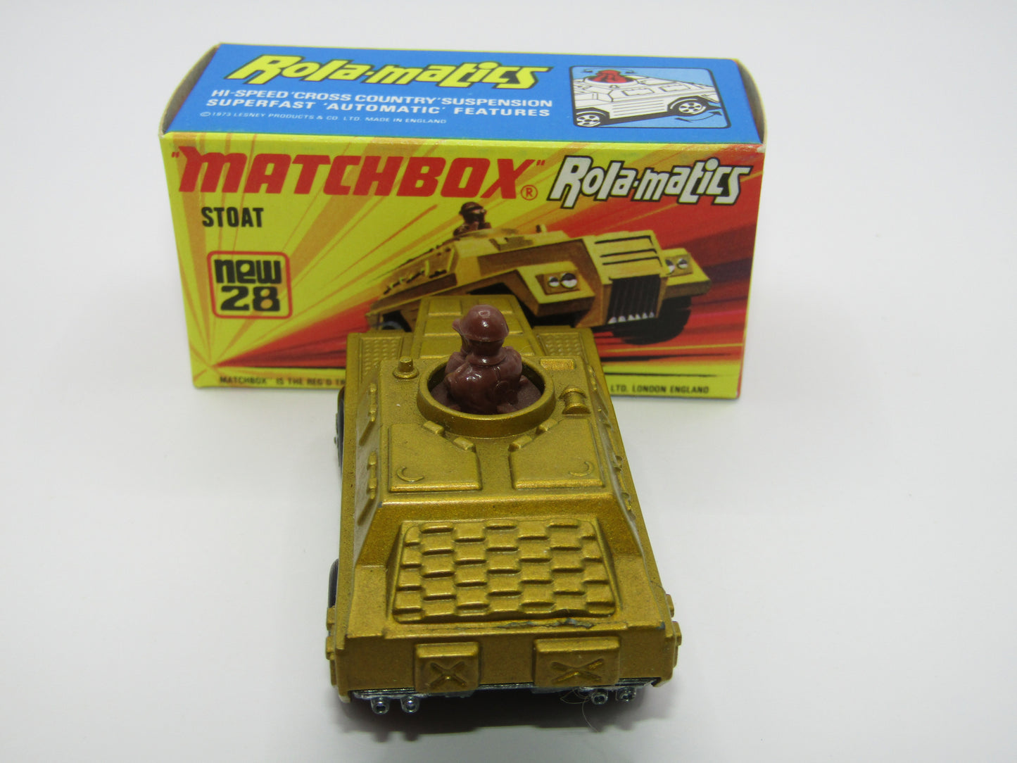 Matchbox Superfast No 28B Stoat, Gold, UNPAINTED BASE, Chrome Hubs