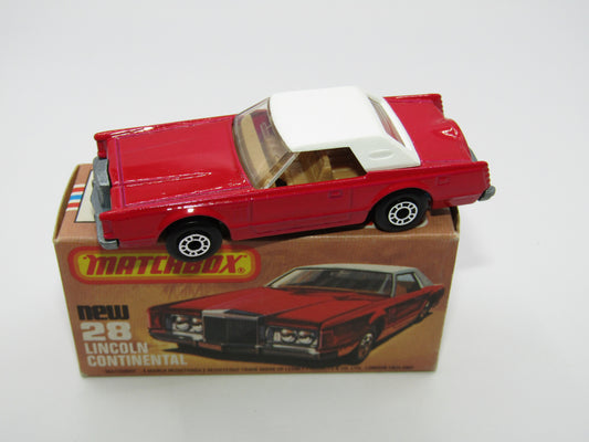 Matchbox Superfast No 28C Lincoln Continental, Medium Pinkish Red, Beige Interior