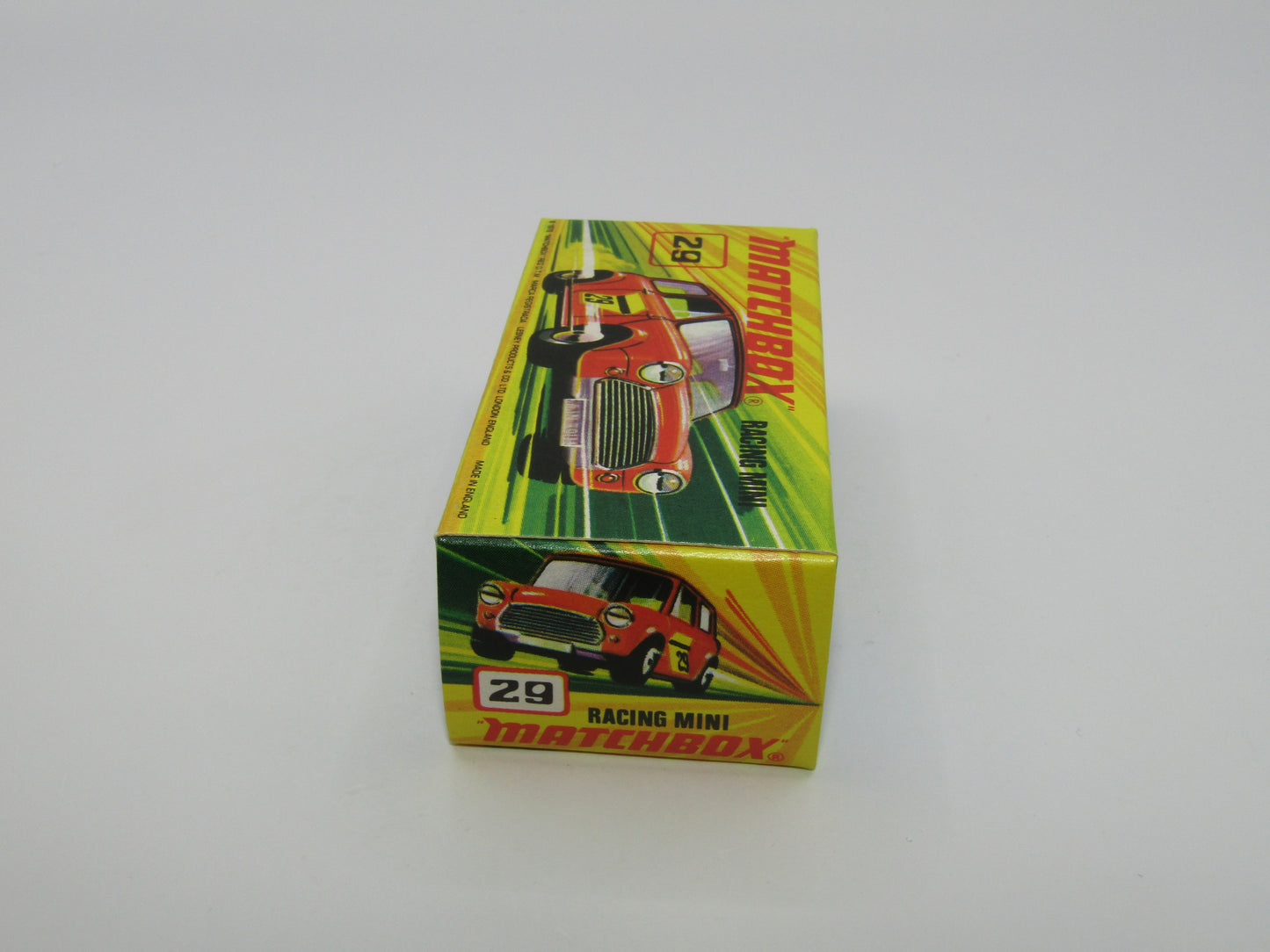 Matchbox Superfast No 29B Racing Mini Orange NO LABELS Yellow Interior