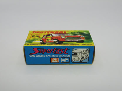 Matchbox Superfast No 29B Racing Mini Orange NO LABELS Yellow Interior