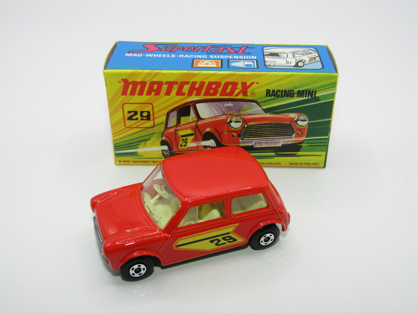 Matchbox Superfast No 29B Racing Mini DARK Orange ORANGE Outline Label