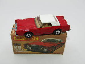 Matchbox Superfast No 28C Lincoln Continental, DARK STRAWBERRY RED, Beige Interior