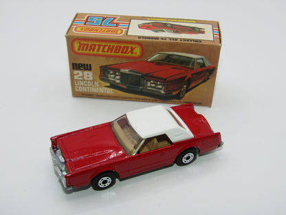 Matchbox Superfast No 28C Lincoln Continental, DARK STRAWBERRY RED, Beige Interior