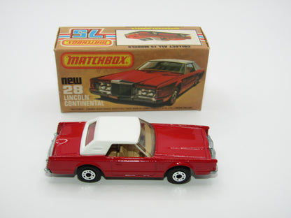 Matchbox Superfast No 28C Lincoln Continental, DARK STRAWBERRY RED, Beige Interior