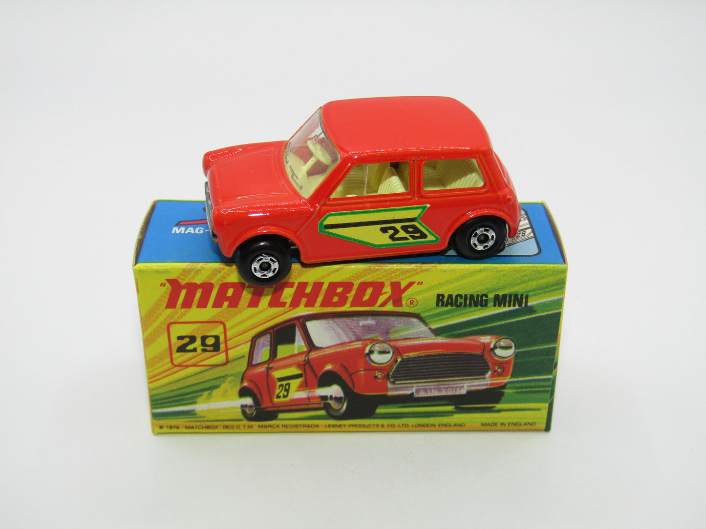 Matchbox Superfast No 29B Racing Mini DARK Orange Green Outline Label