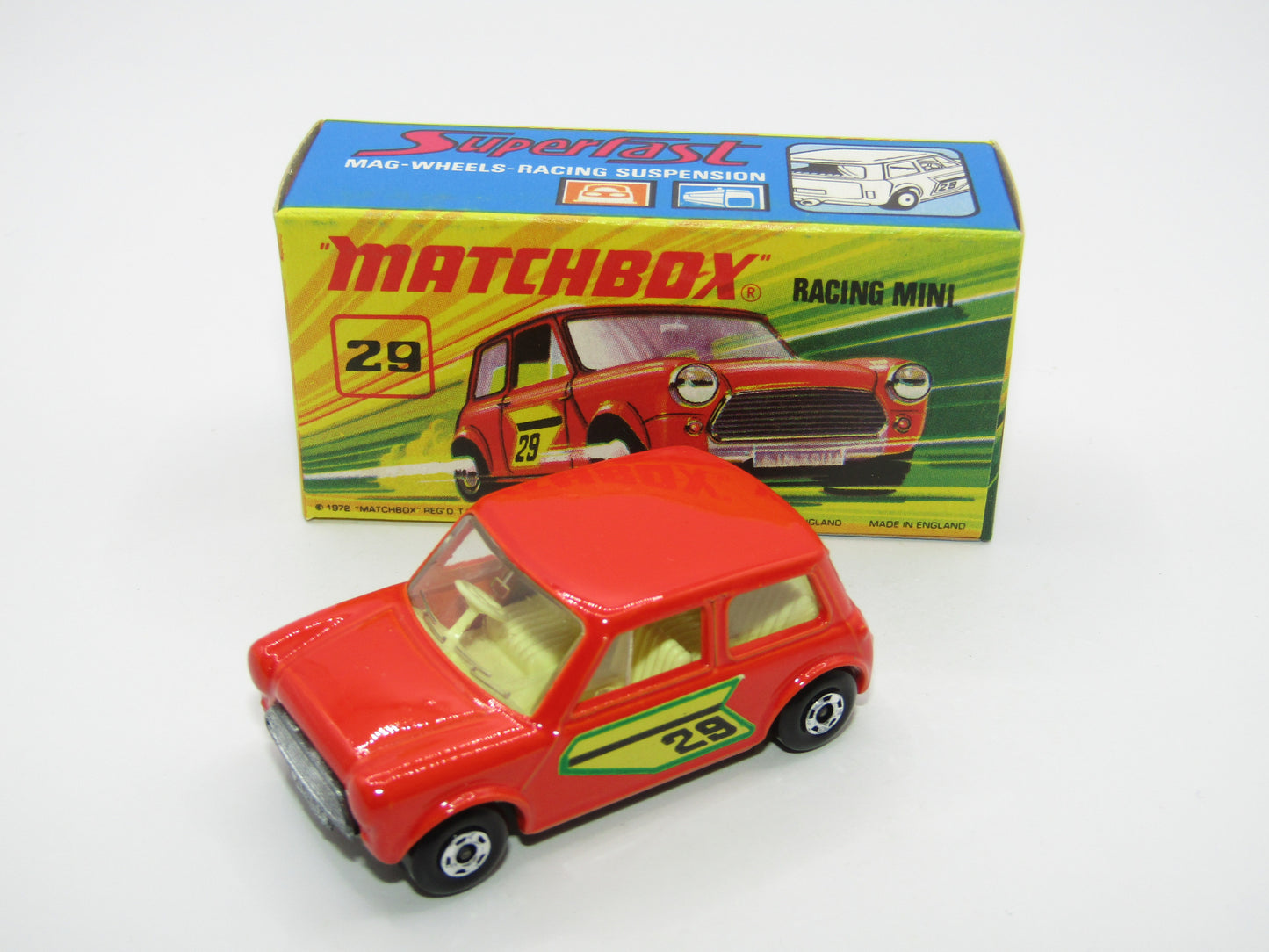 Matchbox Superfast No 29B Racing Mini DARK Orange Green Outline Label