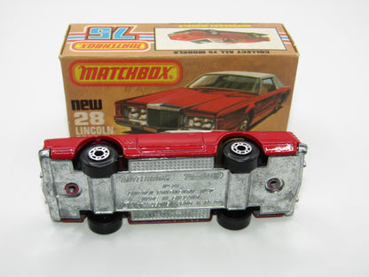 Matchbox Superfast No 28C Lincoln Continental, DARK STRAWBERRY RED, Beige Interior