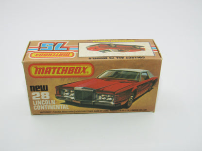 Matchbox Superfast No 28C Lincoln Continental, DARK STRAWBERRY RED, Beige Interior
