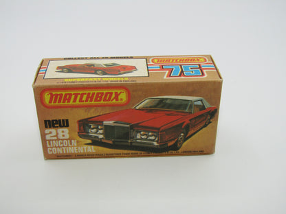Matchbox Superfast No 28C Lincoln Continental, DARK STRAWBERRY RED, Beige Interior