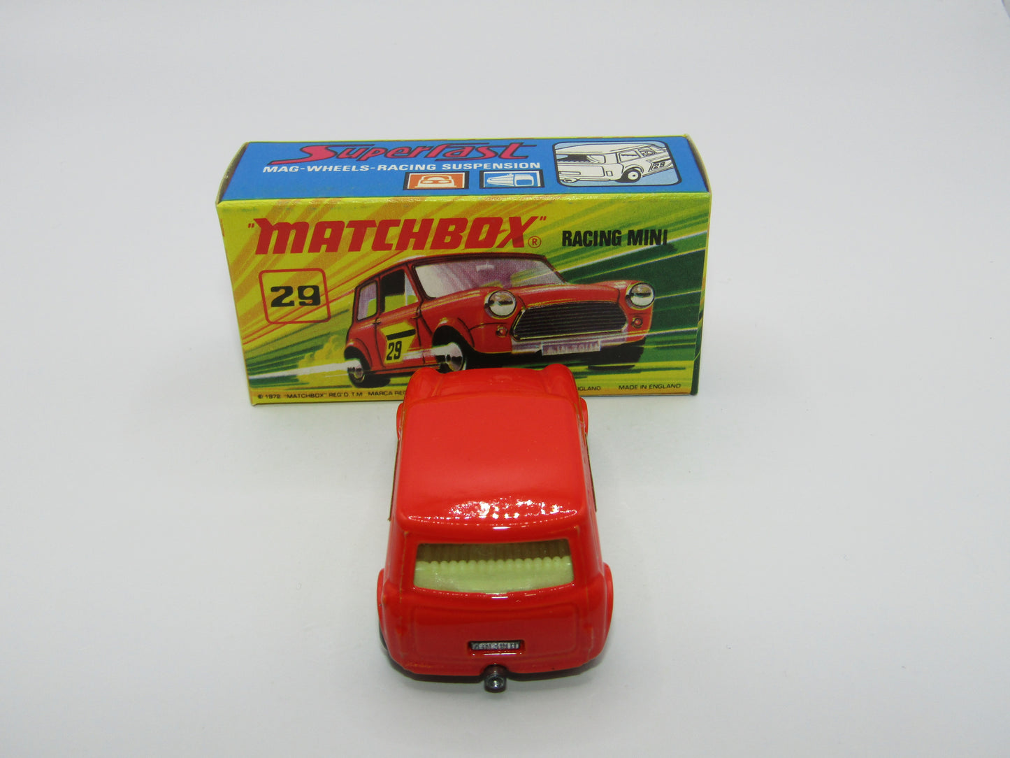 Matchbox Superfast No 29B Racing Mini DARK Orange Green Outline Label