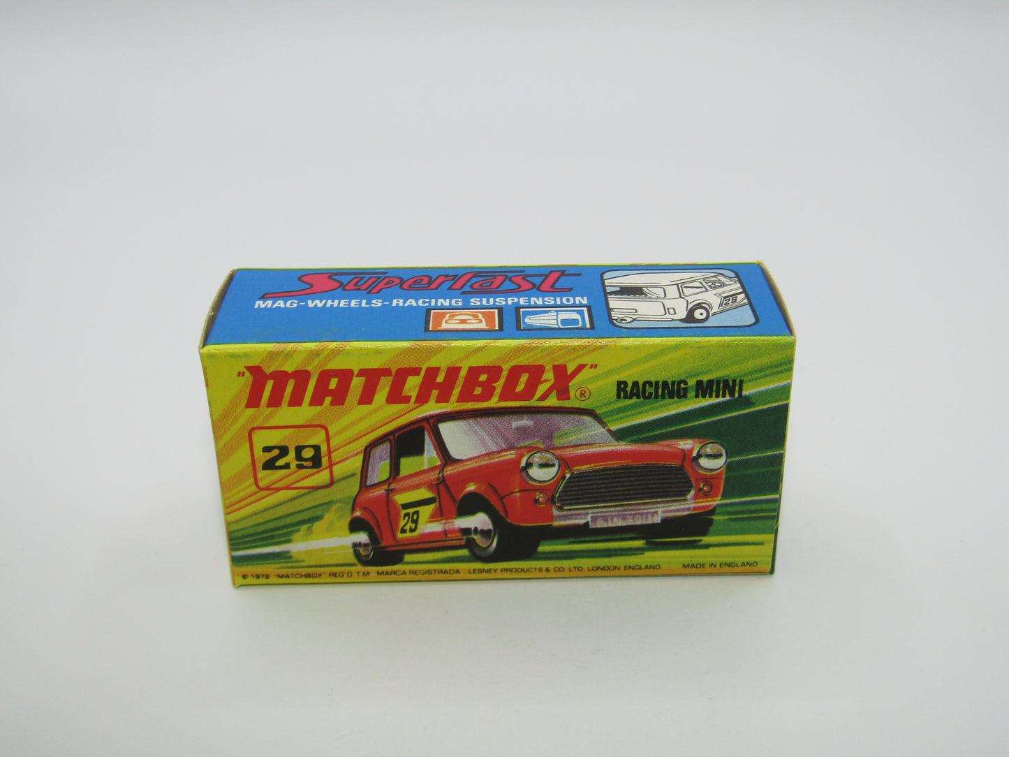 Matchbox Superfast No 29B Racing Mini DARK Orange Green Outline Label
