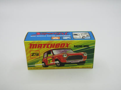 Matchbox Superfast No 29B Racing Mini DARK Orange Green Outline Label