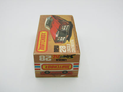 Matchbox Superfast No 28C Lincoln Continental, DARK STRAWBERRY RED, Beige Interior