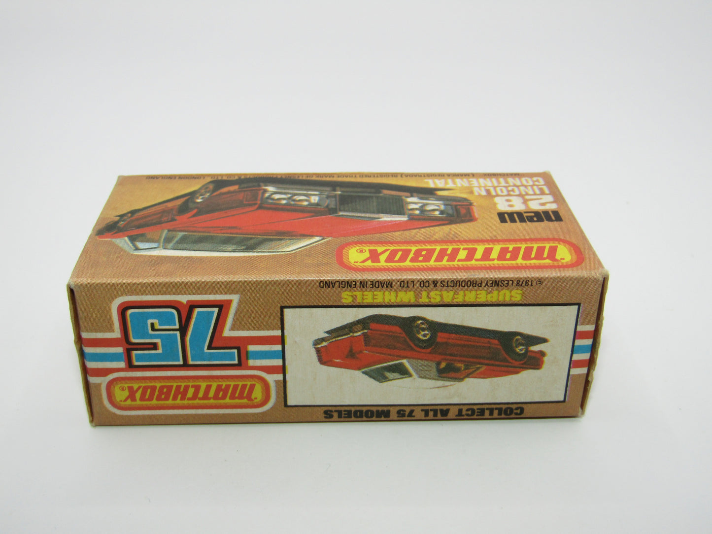 Matchbox Superfast No 28C Lincoln Continental, DARK STRAWBERRY RED, Beige Interior