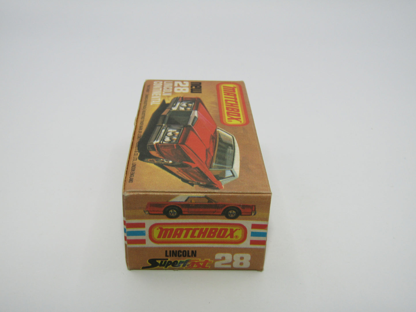 Matchbox Superfast No 28C Lincoln Continental, DARK STRAWBERRY RED, Beige Interior