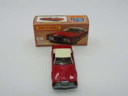 Matchbox Superfast No 28C Lincoln Continental, DARK Pinkish Red, CHOCOLATE Interior