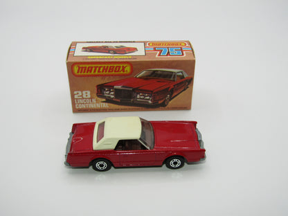 Matchbox Superfast No 28C Lincoln Continental, DARK Pinkish Red, CHOCOLATE Interior