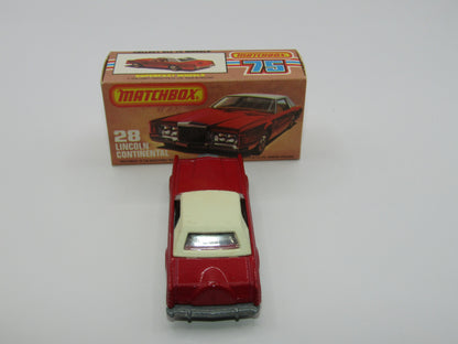 Matchbox Superfast No 28C Lincoln Continental, DARK Pinkish Red, CHOCOLATE Interior