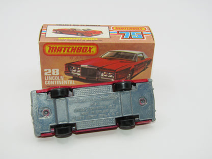 Matchbox Superfast No 28C Lincoln Continental, DARK Pinkish Red, CHOCOLATE Interior