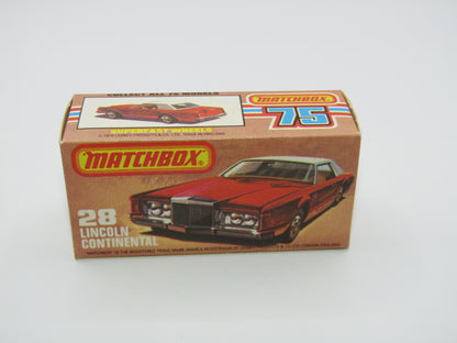 Matchbox Superfast No 28C Lincoln Continental, DARK Pinkish Red, CHOCOLATE Interior