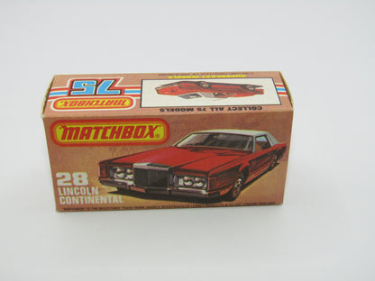 Matchbox Superfast No 28C Lincoln Continental, DARK Pinkish Red, CHOCOLATE Interior