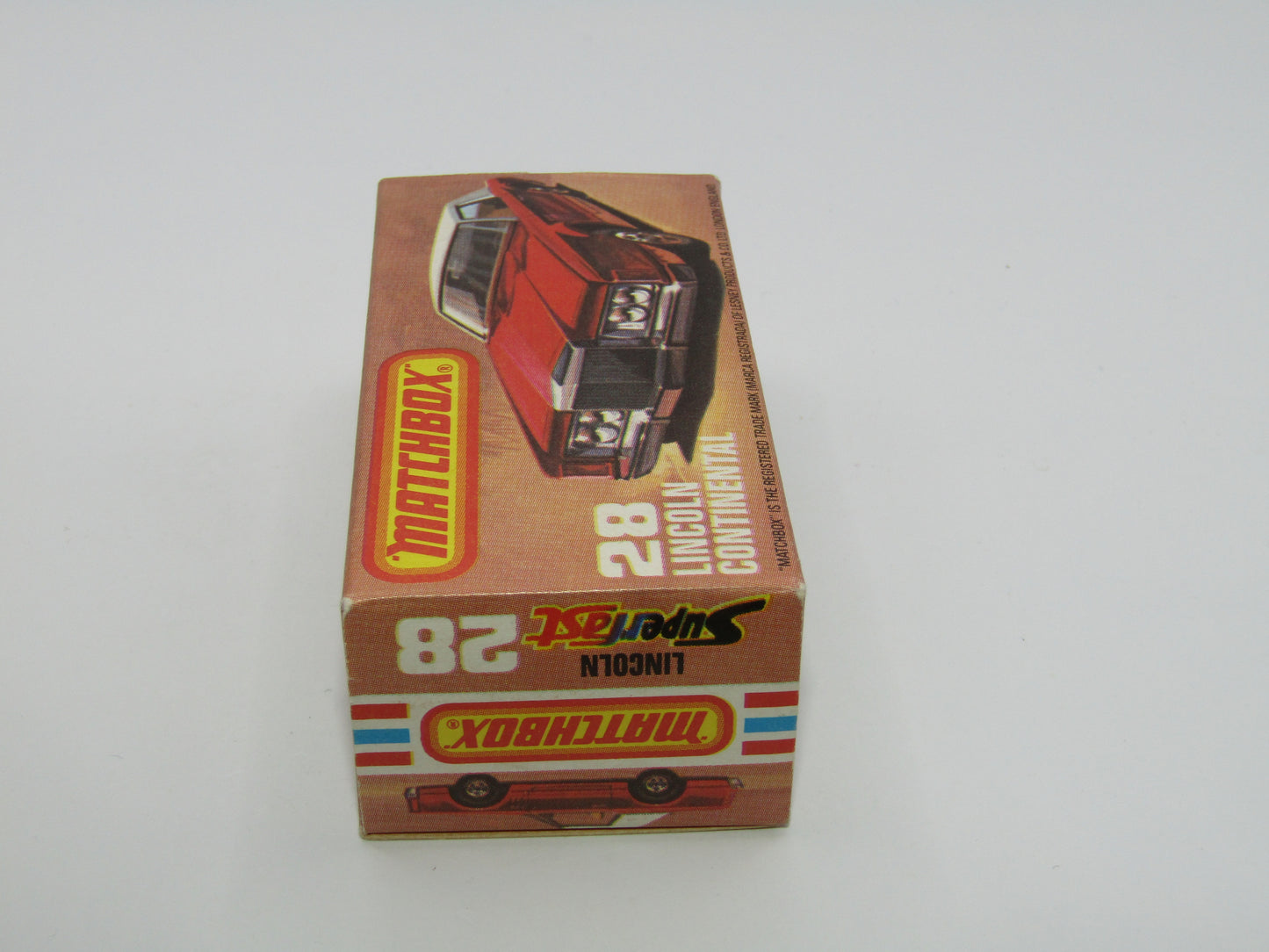 Matchbox Superfast No 28C Lincoln Continental, DARK Pinkish Red, CHOCOLATE Interior