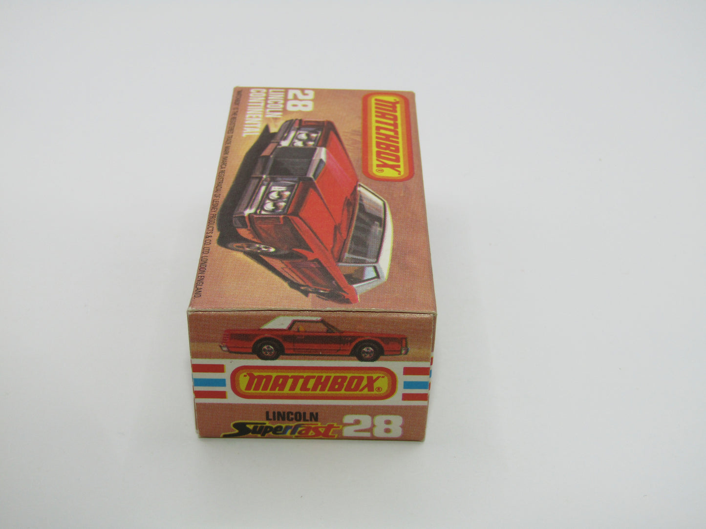 Matchbox Superfast No 28C Lincoln Continental, DARK Pinkish Red, CHOCOLATE Interior