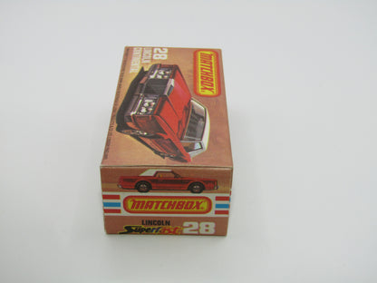 Matchbox Superfast No 28C Lincoln Continental, DARK Pinkish Red, CHOCOLATE Interior