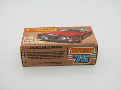 Matchbox Superfast No 28C Lincoln Continental, DARK Pinkish Red, CHOCOLATE Interior