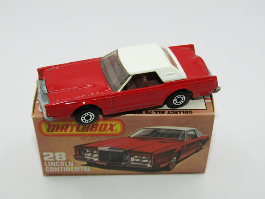 Matchbox Superfast No 28C Lincoln Continental, STRAWBERRY Red, CHOCOLATE Interior
