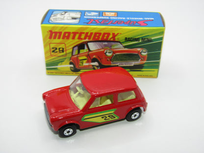 Matchbox Superfast No 29B Racing Mini Very Dark Red 5 Spoke Wheels