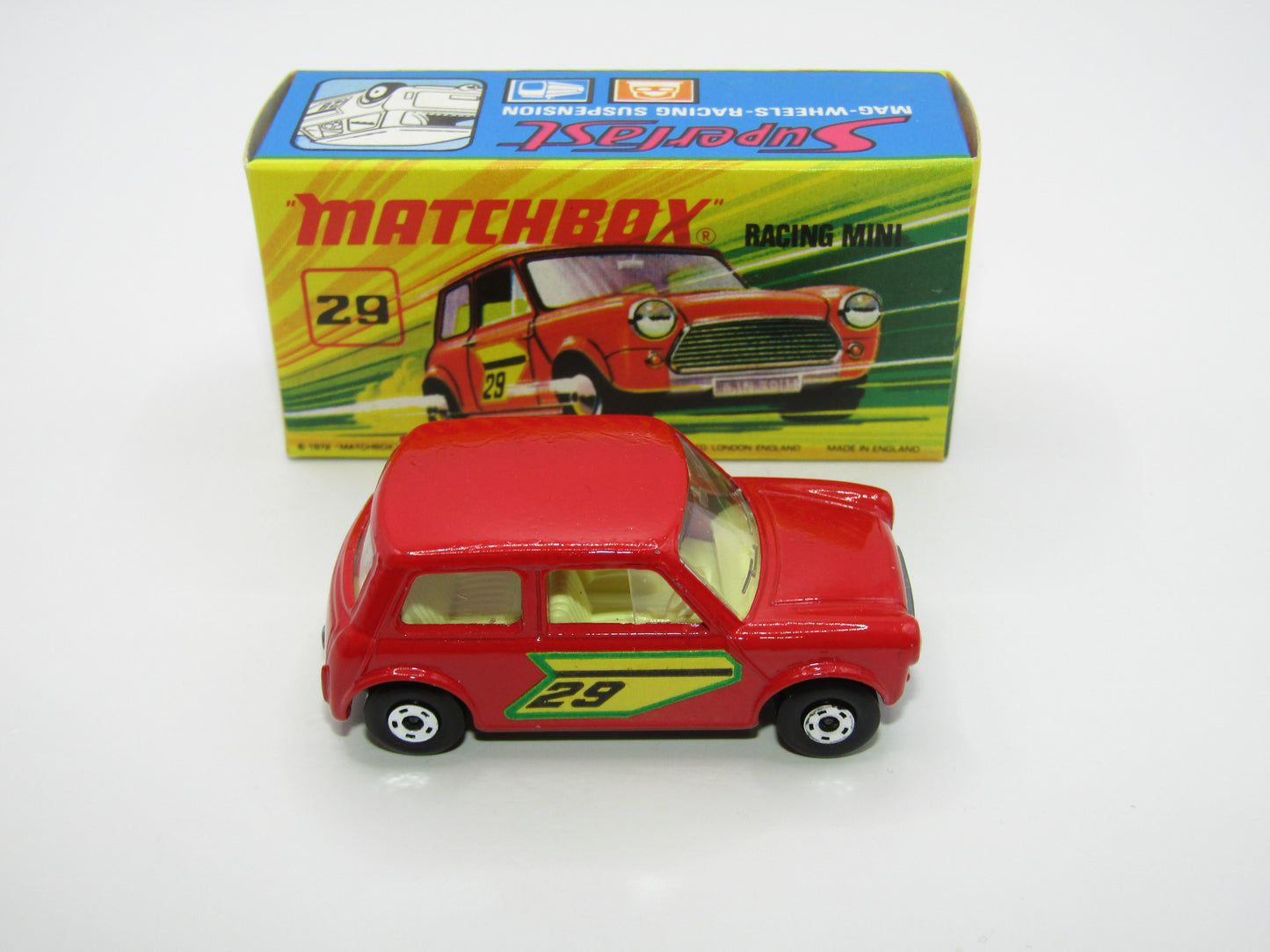 Matchbox Superfast No 29B Racing Mini Very Dark Red 5 Spoke Wheels