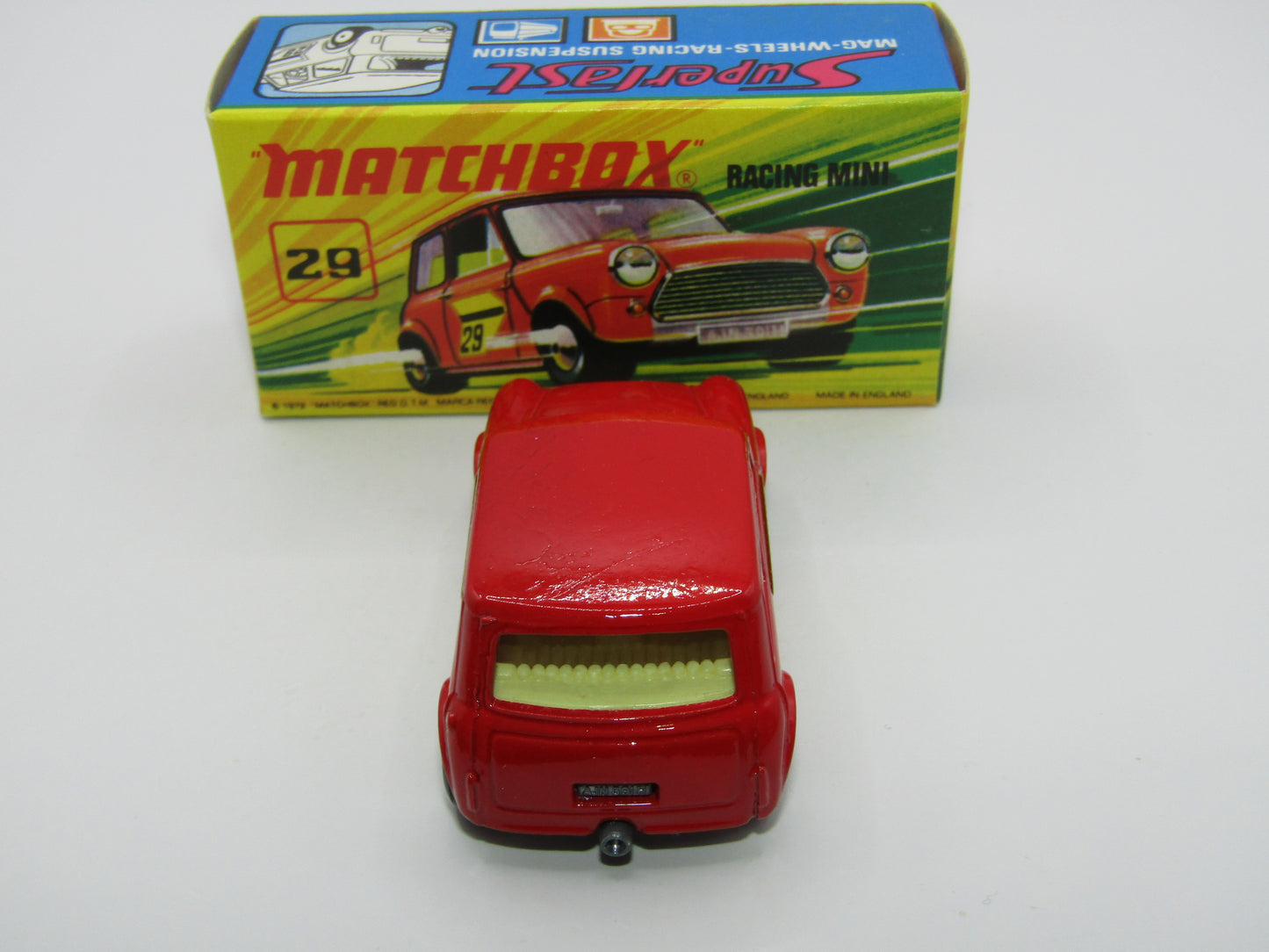 Matchbox Superfast No 29B Racing Mini Very Dark Red 5 Spoke Wheels