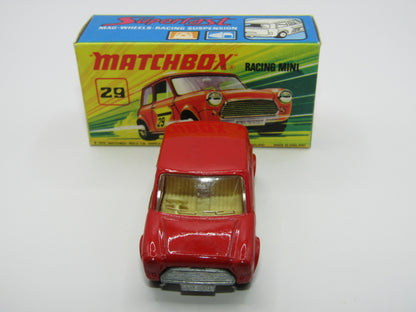Matchbox Superfast No 29B Racing Mini DARK DULL RED Centre Cut Wheels