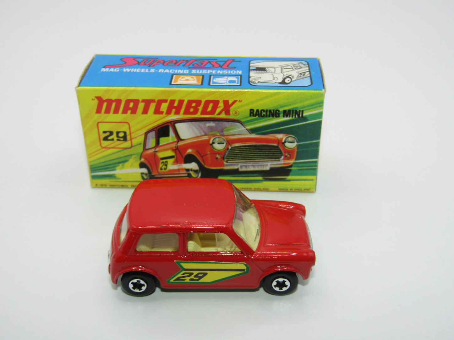Matchbox Superfast No 29B Racing Mini DARK DULL RED Centre Cut Wheels