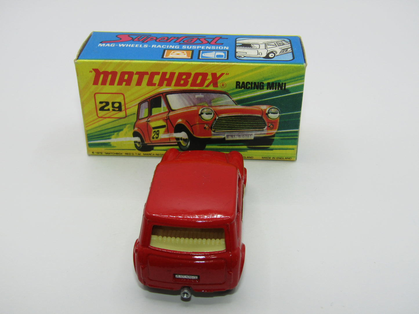 Matchbox Superfast No 29B Racing Mini DARK DULL RED Centre Cut Wheels