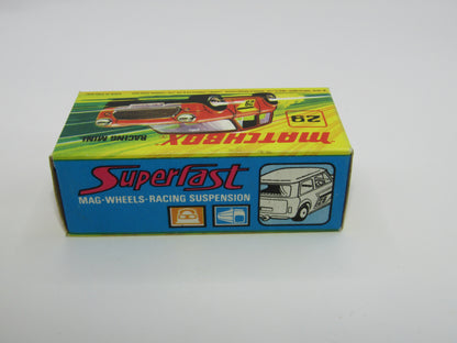 Matchbox Superfast No 29B Racing Mini DARK DULL RED Centre Cut Wheels