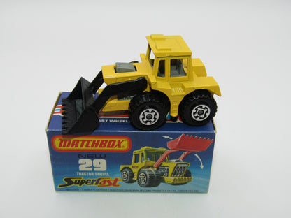 Matchbox Superfast No 29c Tractor Shovel SILVER GREY Interior YELLOW Body