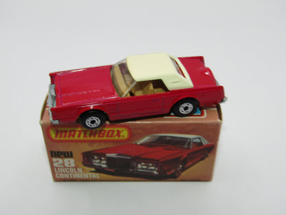 Matchbox Superfast No 28C Lincoln Continental, DARK PINK, Beige Interior